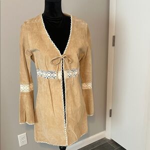 Tan Suede Lace-Trimmed Wilson’s Leather Jacket